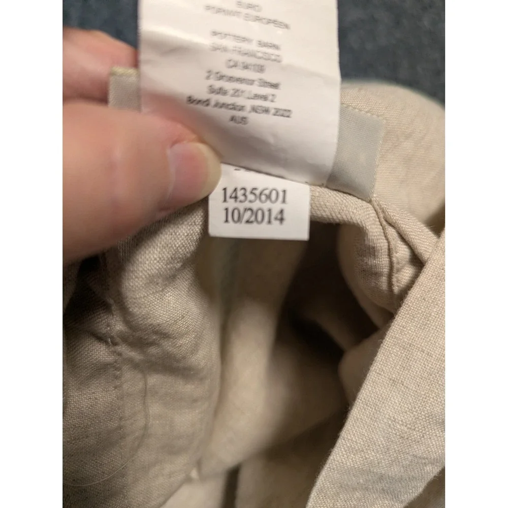 Pottery Barn 100% Linen Hemstitch Oversized Euro Sham Oatmeal Beige